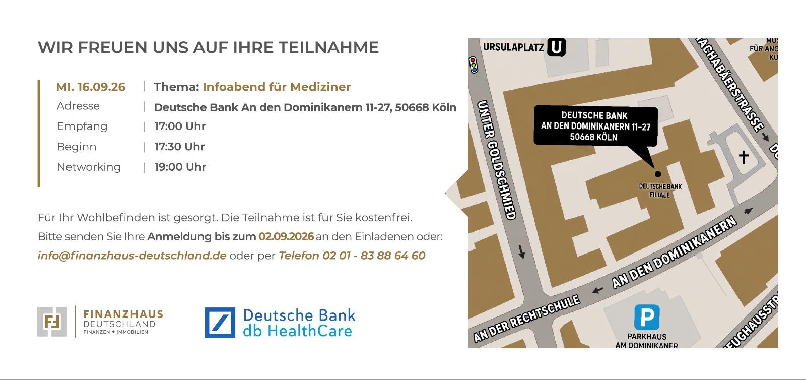 Anfahrt zur Deutschen Bank An den Dominikanern 11-27 in Köln